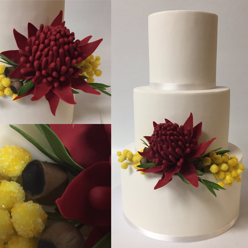 3 tier wedding cake with Australian native flowers 