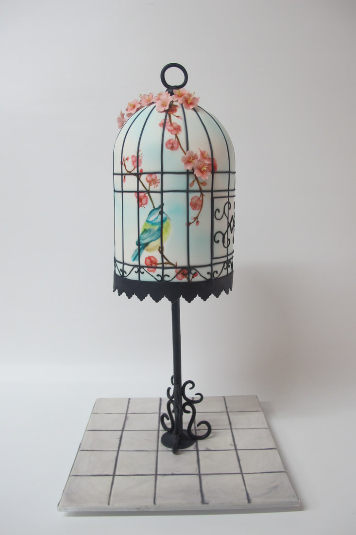 Hand painted birdcage cake 