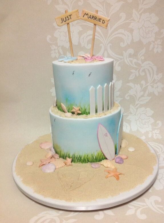 2 tier sea themed wedding cake