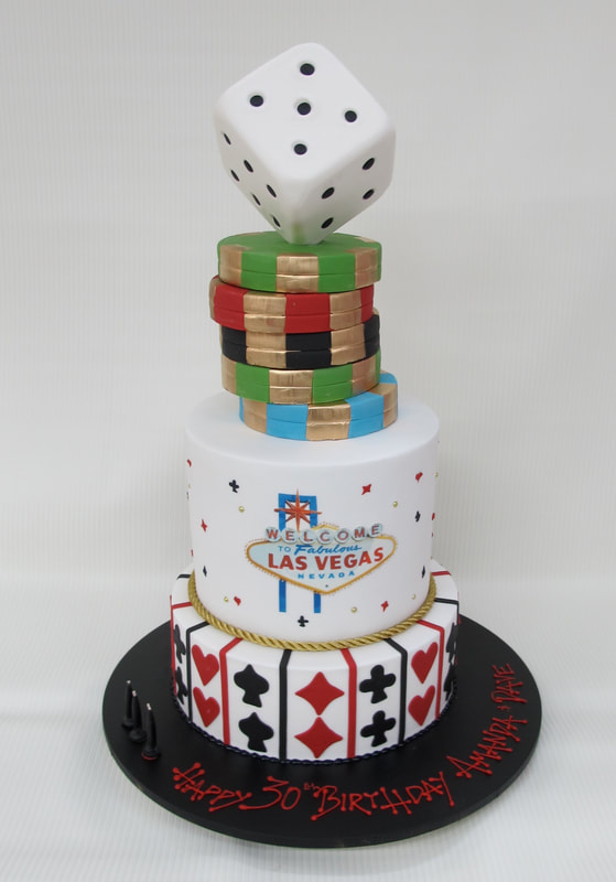 3 tier las Vegas inspired cake 